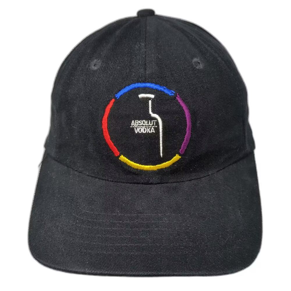 Absolut Vodka Baseball Cap Black Blue Embroidered Cotton Slideback Hat OS